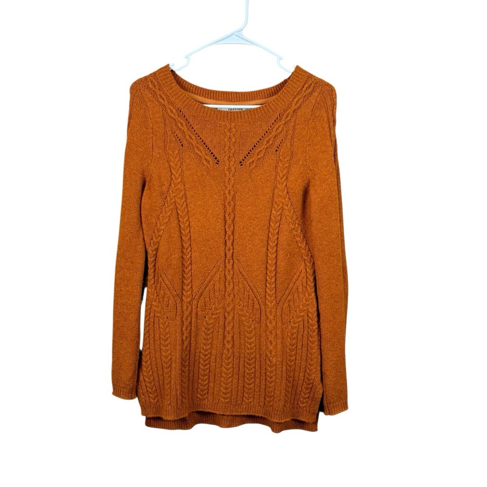 Sparrow Anthropologie Sz Small Gold Bronze Crewneck Womens Sweater Cotton Blend‎